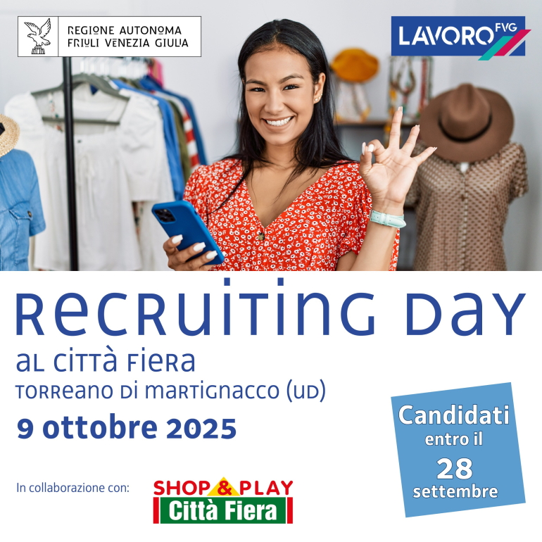 RECRUITING DAY A CITTA' FIERA: 42 realtà cercano 90 nuovi addetti